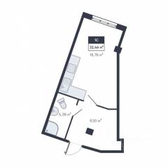 ЖК «Ромашки», планировка студии, 31.60 м²