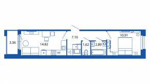 ЖК «Полис Новоселье», планировка 1-комнатной квартиры, 39.02 м²