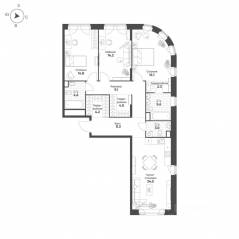 ЖК «MariInn Park», планировка 3-комнатной квартиры, 110.20 м²