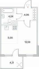 МЖК «Новое Сертолово», планировка студии, 26.69 м²