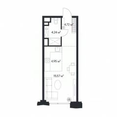ЖК «1-й Нагатинский», планировка студии, 29.90 м²