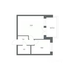 ЖК «NEWПИТЕР», планировка 1-комнатной квартиры, 47.12 м²
