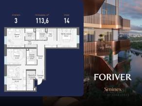 ЖК «Квартал Foriver», планировка 3-комнатной квартиры, 113.60 м²