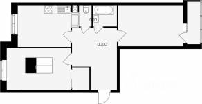 ЖК «Красная горка», планировка 2-комнатной квартиры, 59.50 м²