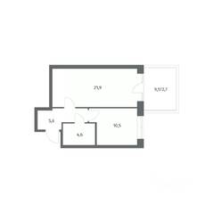 ЖК «NEWПИТЕР», планировка 1-комнатной квартиры, 45.42 м²