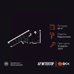 ЖК «Архитектор», планировка 3-комнатной квартиры, 96.80 м²