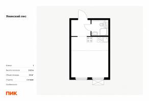 ЖК «Янинский лес», планировка студии, 24.00 м²