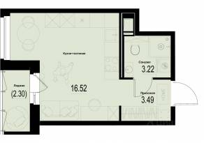 ЖК «ID Murino III», планировка студии, 24.49 м²