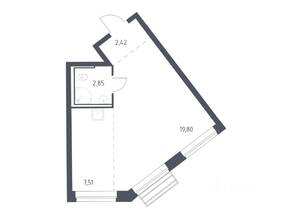 ЖК «Рублевский Квартал», планировка студии, 32.10 м²