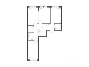 ЖК «Молжаниново», планировка 3-комнатной квартиры, 78.55 м²