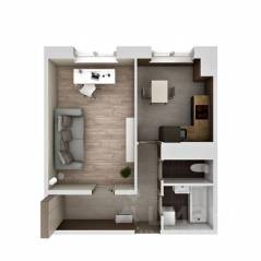 ЖК «Высоцкий», планировка 1-комнатной квартиры, 38.18 м²