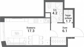 ЖК «Nagatino i-Land», планировка студии, 29.30 м²