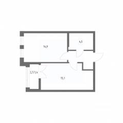 ЖК «NEWПИТЕР», планировка 1-комнатной квартиры, 39.80 м²
