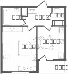 ЖК «Ювента», планировка 1-комнатной квартиры, 42.30 м²
