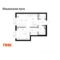 ЖК «Ильинские луга», планировка 1-комнатной квартиры, 35.50 м²