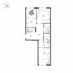 МФК «Voxhall», планировка 2-комнатной квартиры, 71.30 м²