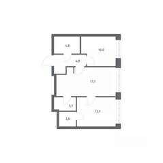 ЖК «NEWПИТЕР», планировка 2-комнатной квартиры, 54.41 м²