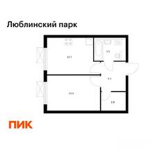 ЖК «Люблинский парк», планировка 1-комнатной квартиры, 32.90 м²