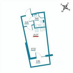 ЖК «Левитан», планировка студии, 25.27 м²
