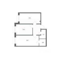 ЖК «Парусная 1», планировка 2-комнатной квартиры, 65.80 м²