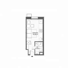 Апарт-комплекс «CitiMix Новокосино», планировка студии, 22.14 м²