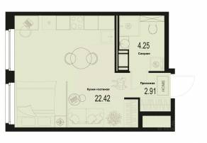 ЖК «ID Murino III», планировка студии, 29.58 м²