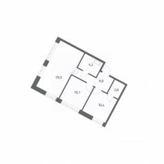 ЖК «NEWПИТЕР», планировка 2-комнатной квартиры, 54.92 м²