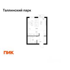 ЖК «Таллинский парк», планировка студии, 27.82 м²