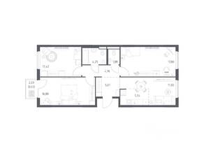 ЖК «Горки Парк», планировка 3-комнатной квартиры, 81.61 м²