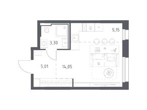 ЖК «Квартал Строгино», планировка студии, 27.51 м²