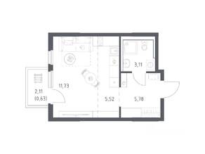 ЖК «Пригород Лесное», планировка студии, 26.77 м²