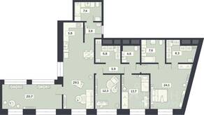 ЖК «Лайм», планировка 4-комнатной квартиры, 150.40 м²
