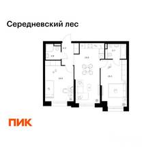 ЖК «Середневский лес», планировка 2-комнатной квартиры, 60.50 м²