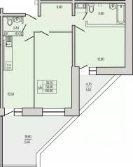 ЖК «Экос», планировка 2-комнатной квартиры, 66.90 м²