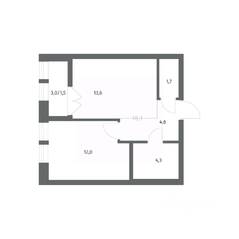 ЖК «NEWПИТЕР», планировка 1-комнатной квартиры, 37.69 м²