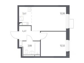 ЖК «Пятницкие Луга», планировка 1-комнатной квартиры, 36.18 м²