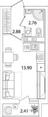 ЖК «Кинопарк», планировка студии, 20.75 м²