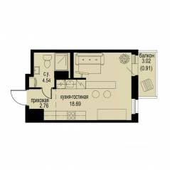 ЖК «ID Murino III», планировка студии, 26.90 м²