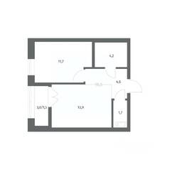 ЖК «NEWПИТЕР», планировка 1-комнатной квартиры, 37.64 м²