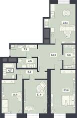 ЖК «Лайм», планировка 3-комнатной квартиры, 122.70 м²