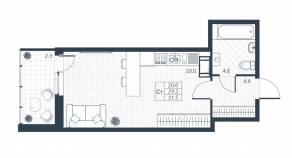 ЖК «Ново-Антропшино», планировка студии, 29.20 м²