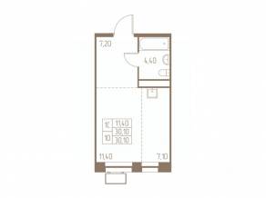 ЖК «Фабрикант», планировка студии, 30.10 м²