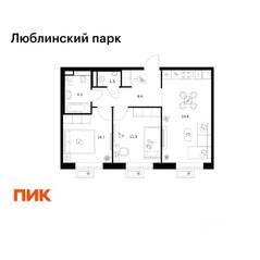 ЖК «Люблинский парк», планировка 2-комнатной квартиры, 55.90 м²