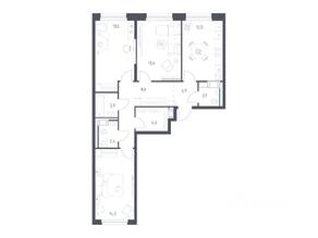 ЖК «Мытищи Парк», планировка 3-комнатной квартиры, 76.80 м²