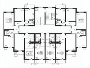 ЖК «Пироговская Ривьера», планировка 3-комнатной квартиры, 79.20 м²