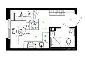 МЖК «Аннино Сити», планировка студии, 19.33 м²