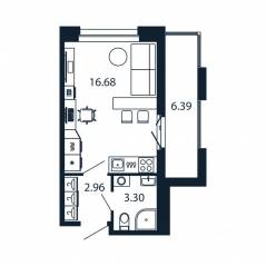 ЖК «Полис Новоселье», планировка студии, 24.86 м²
