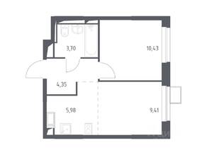 ЖК «Пригород Лесное», планировка 1-комнатной квартиры, 33.70 м²