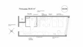 Апарт-комплекс «Well Московский», планировка 1-комнатной квартиры, 35.10 м²