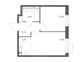 ЖК «Пятницкие Луга», планировка 1-комнатной квартиры, 36.18 м²